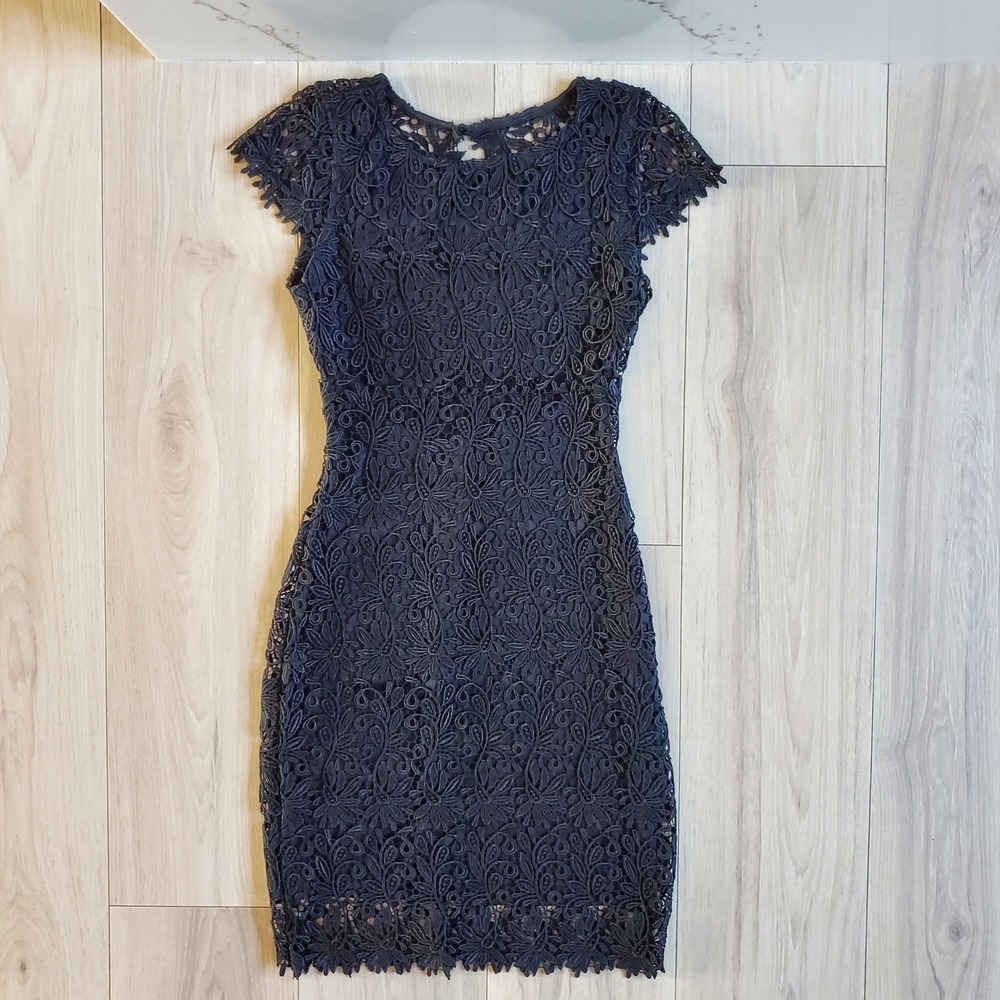 Akira Chicago Black Label Dress Womens Small Lace Open Back Cocktail Formal